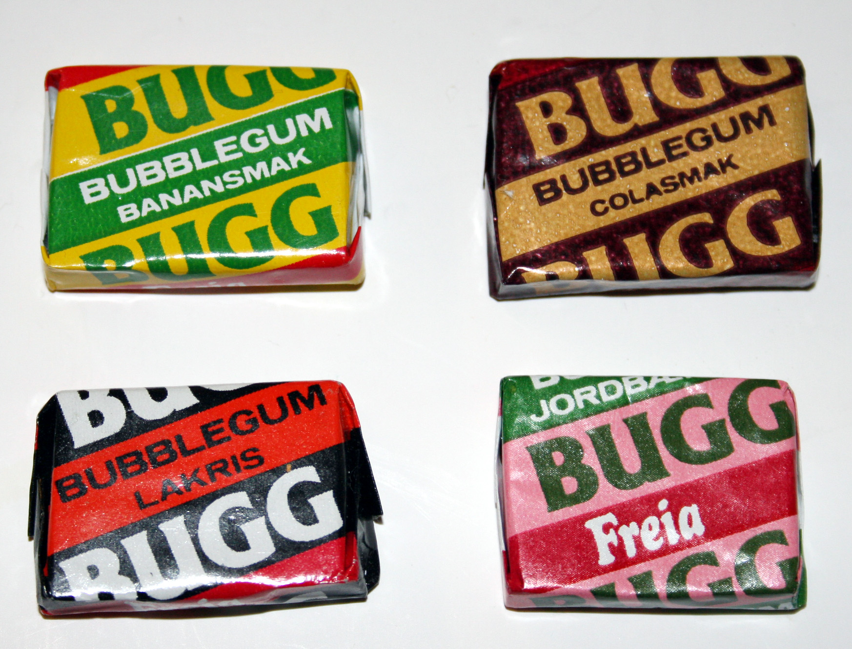 Original Bugg-pakke med lakrissmak fra 1980 til 1982